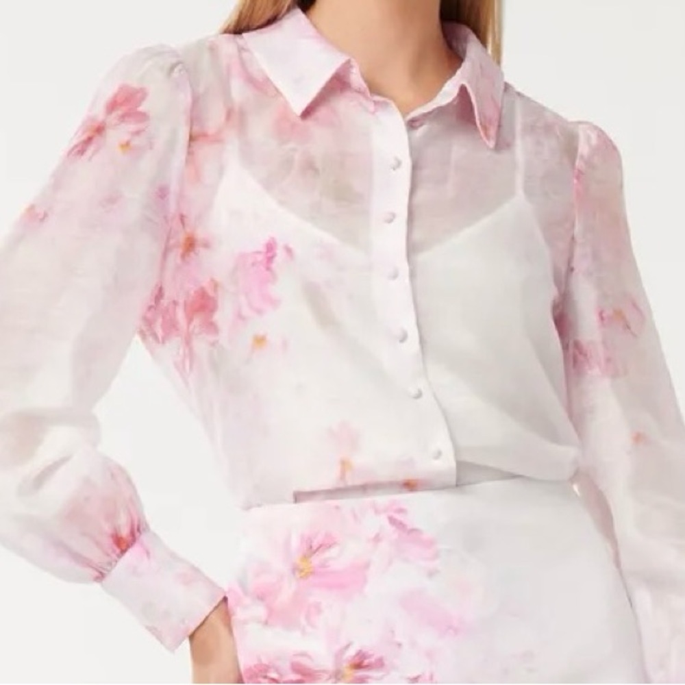 EVER NEW Cora Slim Shirt.  Pink Blouse